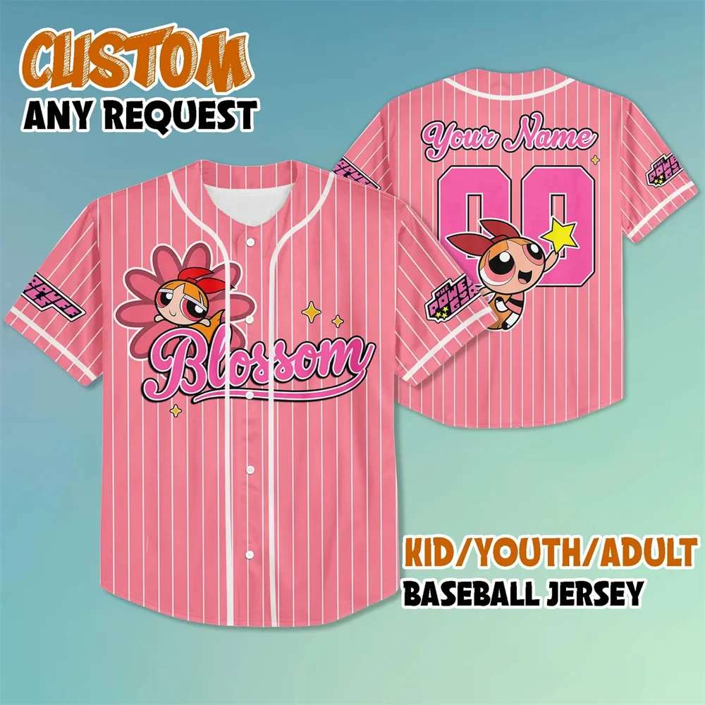 Brand New Custom Powerpuff Girls Flower Bubble Baseball Jersey Street Fashion Men's and Women's Short Sleeve Baseball Shirt
Brand New Custom Powerpuff Girls Flower Bubble Baseball Jersey Street Fashion Men's and Women's Short Sleeve Baseball Shirt
