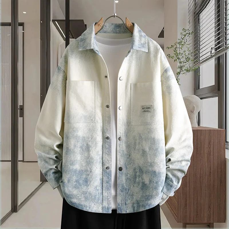 Spring Denim Print Cloth Jaet Casual Faionable Versatile Men's Top for Students Autumn Cotton Polyester Blend Long Sve
Spring Denim Print Cloth Jaet Casual Faionable Versatile Men's Top for Students Autumn Cotton Polyester Blend Long Sve