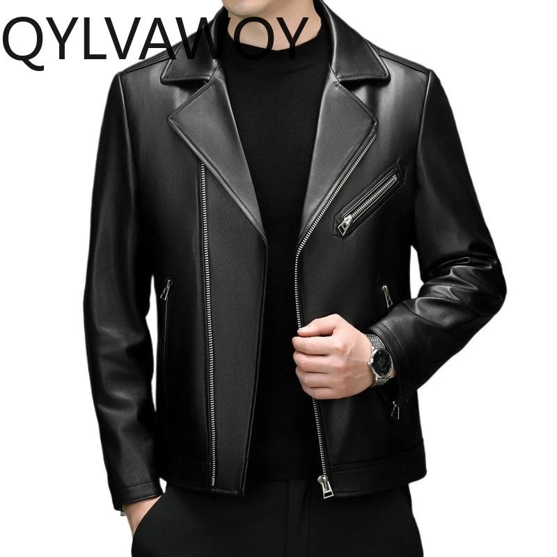 QYLVAWOY Real Leather Jacket Cowhide Lapel Biker Jacket Man Leather Jackets for Man Zipper Leather Coat Chaqueta Autumn Winter
QYLVAWOY Real Leather Jacket Cowhide Lapel Biker Jacket Man Leather Jackets for Man Zipper Leather Coat Chaqueta Autumn Winter