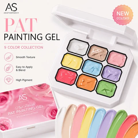 AS 9 Colors Pat Painting Gel Nail Polish Set Blooming Transfer Design UV LED Soak Off Gel Varnish Gradient Pat Gel Palette Kit