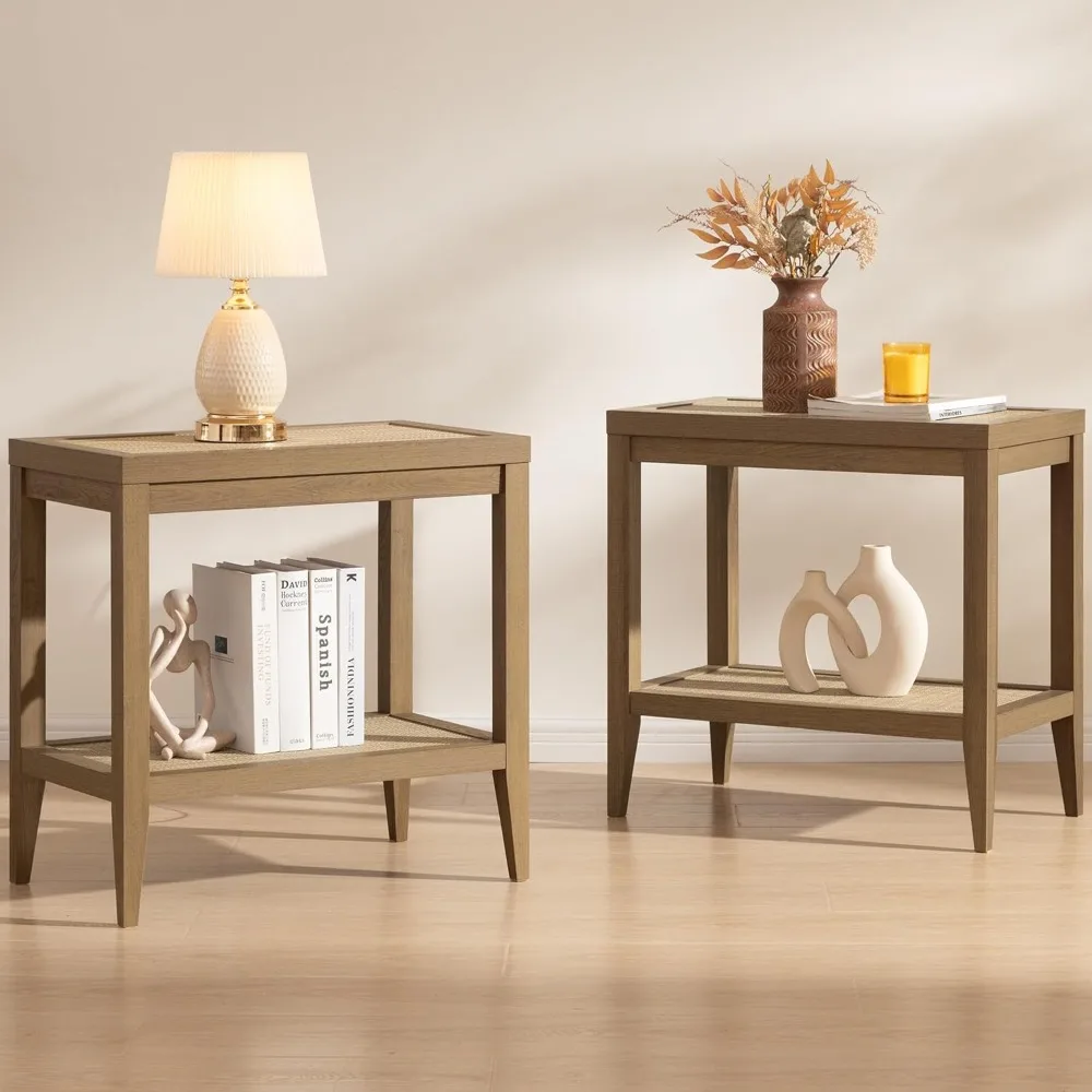 Rattan Nightstands Set of 2 Bedside Table Narrow End Table Living Room Set of 2 Side Table with Rattan Storage Shelves
Rattan Nightstands Set of 2 Bedside Table Narrow End Table Living Room Set of 2 Side Table with Rattan Storage Shelves