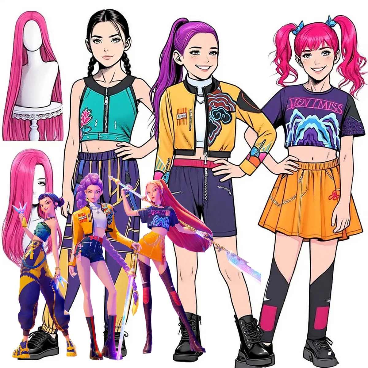 KPOP Girls Demon Hunters Costume Rumi Mira Zoey Cosplay Halloween Cosplay Costumes Performance Deluxe Suit
KPOP Girls Demon Hunters Costume Rumi Mira Zoey Cosplay Halloween Cosplay Costumes Performance Deluxe Suit