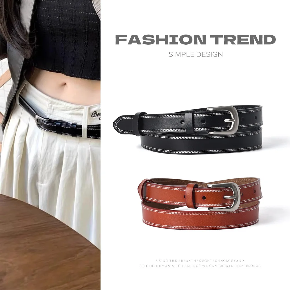 Винтажный женский ремень из натуральной кожи с белой строчкой, классический деловой ремень с пряжкой, модные аксессуары, повседневные, универсальные
Винтажный женский ремень из натуральной кожи с белой строчкой, классический деловой ремень с пряжкой, модные аксессуары, повседневные, универсальные