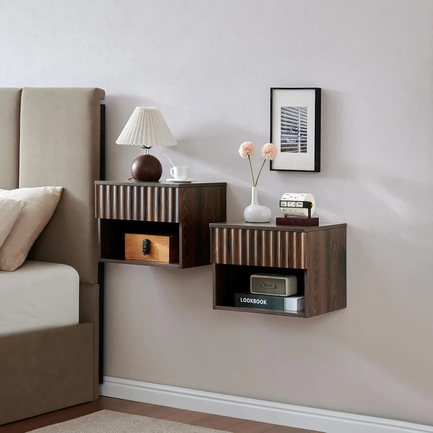 Floating Nightstand Wall Mounted Bedside Table Drawer Shelf Bedroom Set of 2, Customized
Floating Nightstand Wall Mounted Bedside Table Drawer Shelf Bedroom Set of 2, Customized