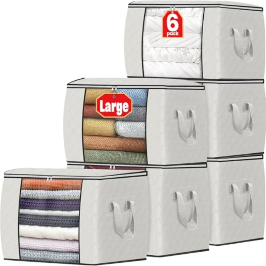 24 Gallons Clothes Storage, Foldable Thick Fabric Blanket Storage Bags, Containers for Organizing Bedroom, Closet, Clothing, Co
24 Gallons Clothes Storage, Foldable Thick Fabric Blanket Storage Bags, Containers for Organizing Bedroom, Closet, Clothing, Co