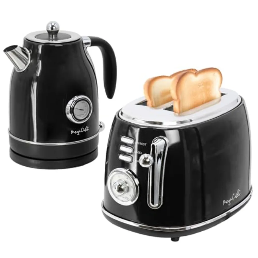 1.7 Liter Electric Tea Kettle and 2 Slice Toaster Combo in Black with Fast Heating and Stainless Steel Interior for Kitchen Use
1.7 Liter Electric Tea Kettle and 2 Slice Toaster Combo in Black with Fast Heating and Stainless Steel Interior for Kitchen Use