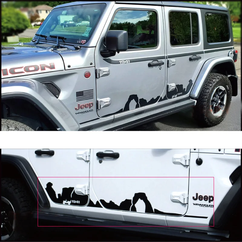 Матовая черная наклейка на нижнюю дверь с талией, горная юбка, матовая полосатая наклейка, виниловая графическая наклейка для Jeep 1941 Wrangler JL 4 и 2 двери
Матовая черная наклейка на нижнюю дверь с талией, горная юбка, матовая полосатая наклейка, виниловая графическая наклейка для Jeep 1941 Wrangler JL 4 и 2 двери