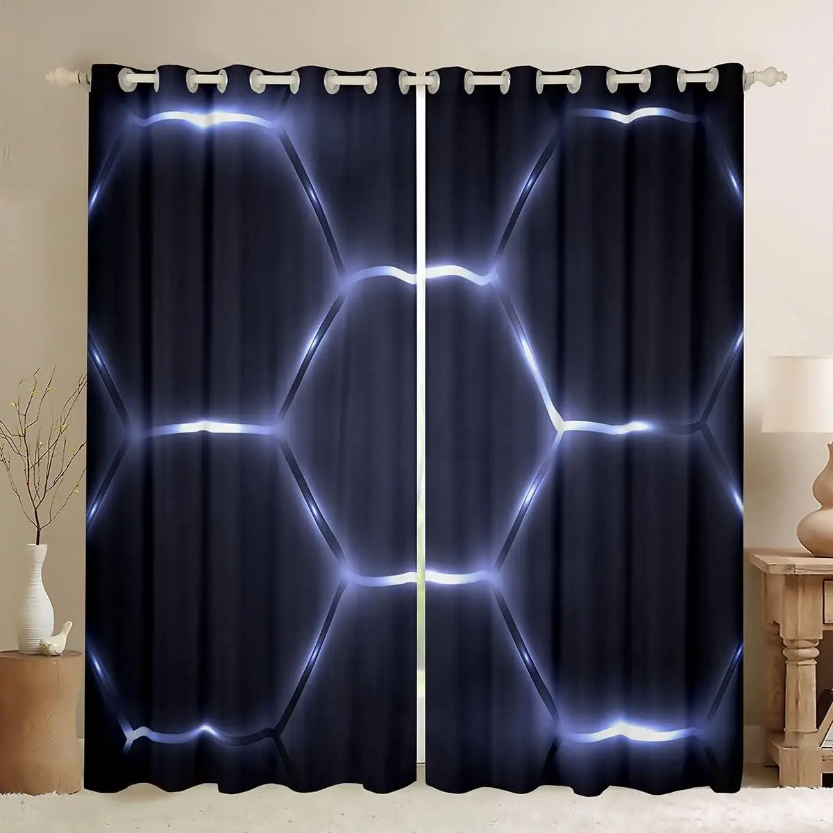2 panel Glowing Honeycomb Hexagon Geometric Printed Curtains Bedroom Game Room Living Room Windows Grommet Top Rod Pocket Drapes
2 panel Glowing Honeycomb Hexagon Geometric Printed Curtains Bedroom Game Room Living Room Windows Grommet Top Rod Pocket Drapes
