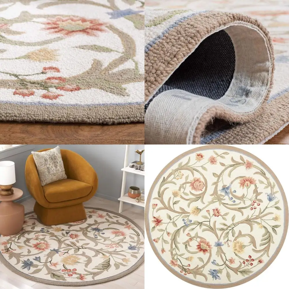 Круглый шерстяной ковер цвета слоновой кости, 5 футов, с крючком вручную, во французском стиле кантри, идеально подходит для гостиной и спальни, с высокими дорожными зонами (HK248A)
Круглый шерстяной ковер цвета слоновой кости, 5 футов, с крючком вручную, во французском стиле кантри, идеально подходит для гостиной и спальни, с высокими дорожными зонами (HK248A)