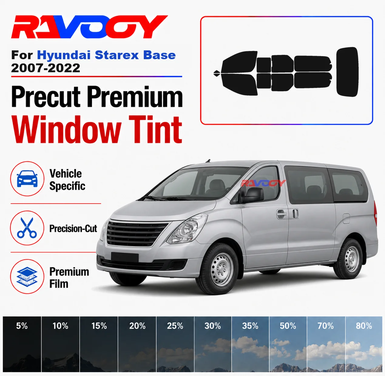 Premium Precut Window Tint Kit Front Rear Windows Rear Windshield For Hyundai Starex Base 2007-2022 Car Solar Nano Ceramic Film
Premium Precut Window Tint Kit Front Rear Windows Rear Windshield For Hyundai Starex Base 2007-2022 Car Solar Nano Ceramic Film