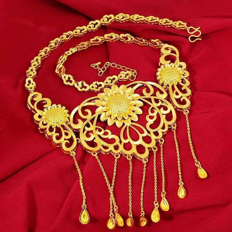 Vieam Sand Set Chinese Ethnic Wind Dragon Phoenix Wedding Women Necklace Real Gold Plated Jewelry
Vieam Sand Set Chinese Ethnic Wind Dragon Phoenix Wedding Women Necklace Real Gold Plated Jewelry