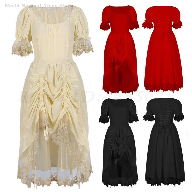 Vintage Lace Up Dress Medieval Renaissance Cosplay Costume Short Sleeve Square Collar Gown Princess Dresses Court Fancy Clothing
Vintage Lace Up Dress Medieval Renaissance Cosplay Costume Short Sleeve Square Collar Gown Princess Dresses Court Fancy Clothing