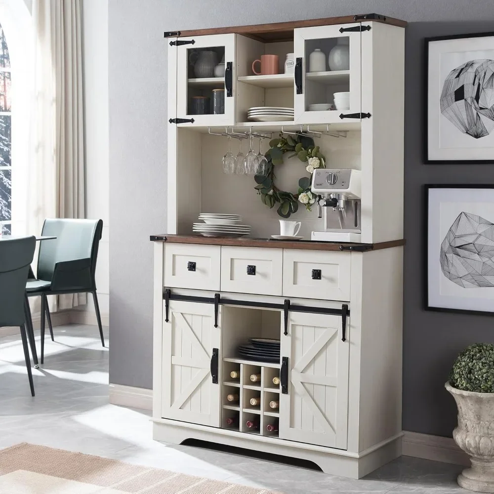 Buffet Cabinet,with Storage, 72" Large Coffee Bar Sideboard Table with Sliding Barn Door,Drawer, Wine & Glass Rack, Wine Cabinet
Buffet Cabinet,with Storage, 72" Large Coffee Bar Sideboard Table with Sliding Barn Door,Drawer, Wine & Glass Rack, Wine Cabinet