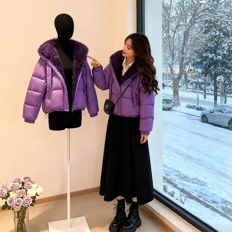 Winter Women's Cotton Jacket with Large Fur Collar Bread Coat Outerwear High Waist Skirt Set Casual Style Long Sleeve
Winter Women's Cotton Jacket with Large Fur Collar Bread Coat Outerwear High Waist Skirt Set Casual Style Long Sleeve