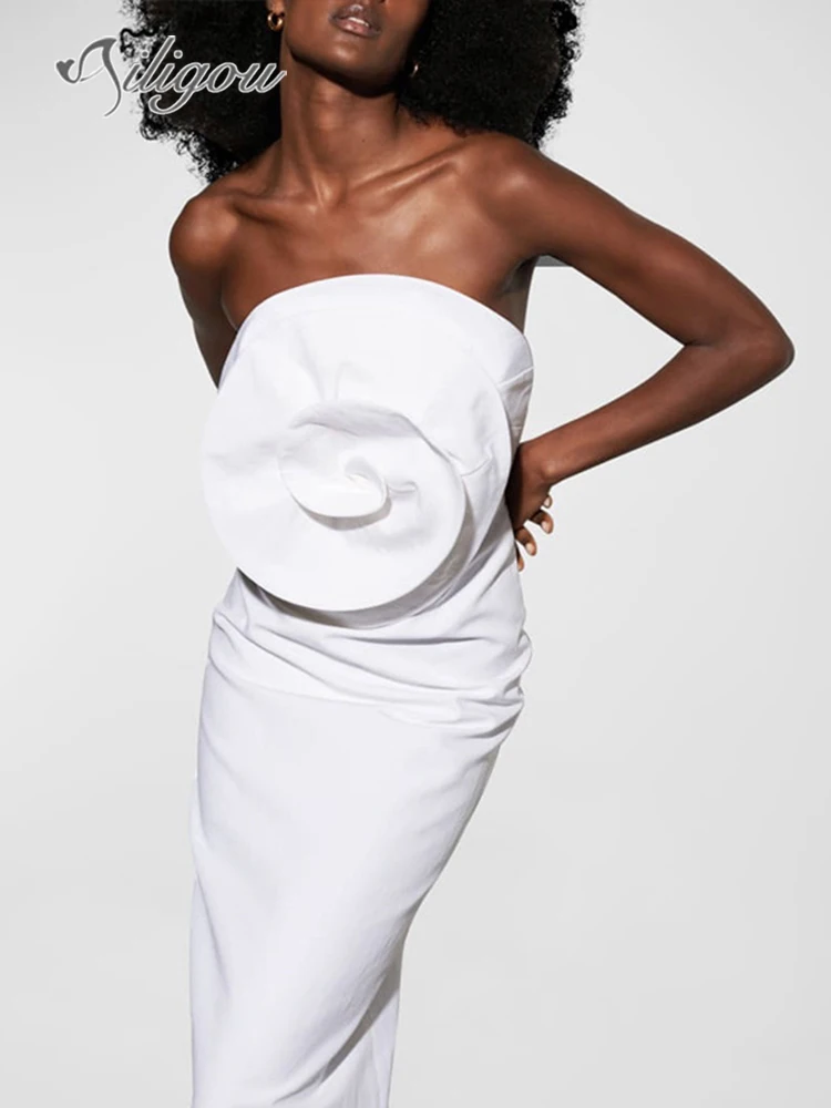 Ailigou 2023 New Women's White Sexy Strapless Open Back 3D Flower Midi Bandage Dress 2023 Elegant Evening Party Dress
Ailigou 2023 New Women's White Sexy Strapless Open Back 3D Flower Midi Bandage Dress 2023 Elegant Evening Party Dress