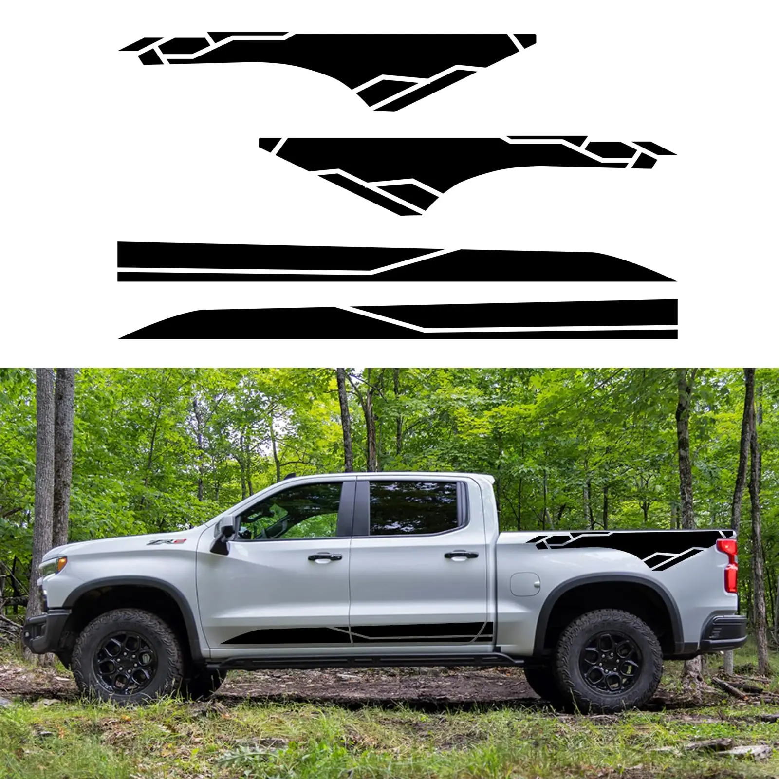 Universal Waterproof Vinyl Racing Stripe Decals For Pickup Truck Side And Bed – 4 Piece Black Graphic Set
Universal Waterproof Vinyl Racing Stripe Decals For Pickup Truck Side And Bed – 4 Piece Black Graphic Set