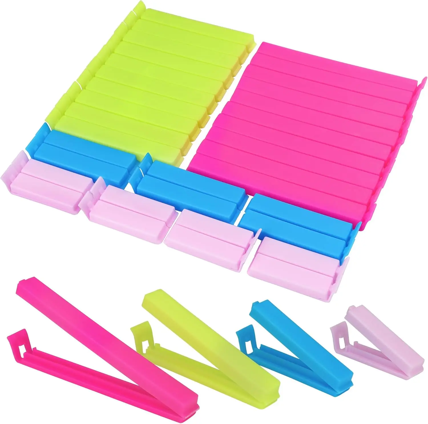 34 Pack Plastic Chip Clips - Resealable Sealing Clips for Food Storage & Snack Bags - 4 Sizes, Bright Colors - 2.4'/3.2'/4.3'/5.
34 Pack Plastic Chip Clips - Resealable Sealing Clips for Food Storage & Snack Bags - 4 Sizes, Bright Colors - 2.4'/3.2'/4.3'/5.