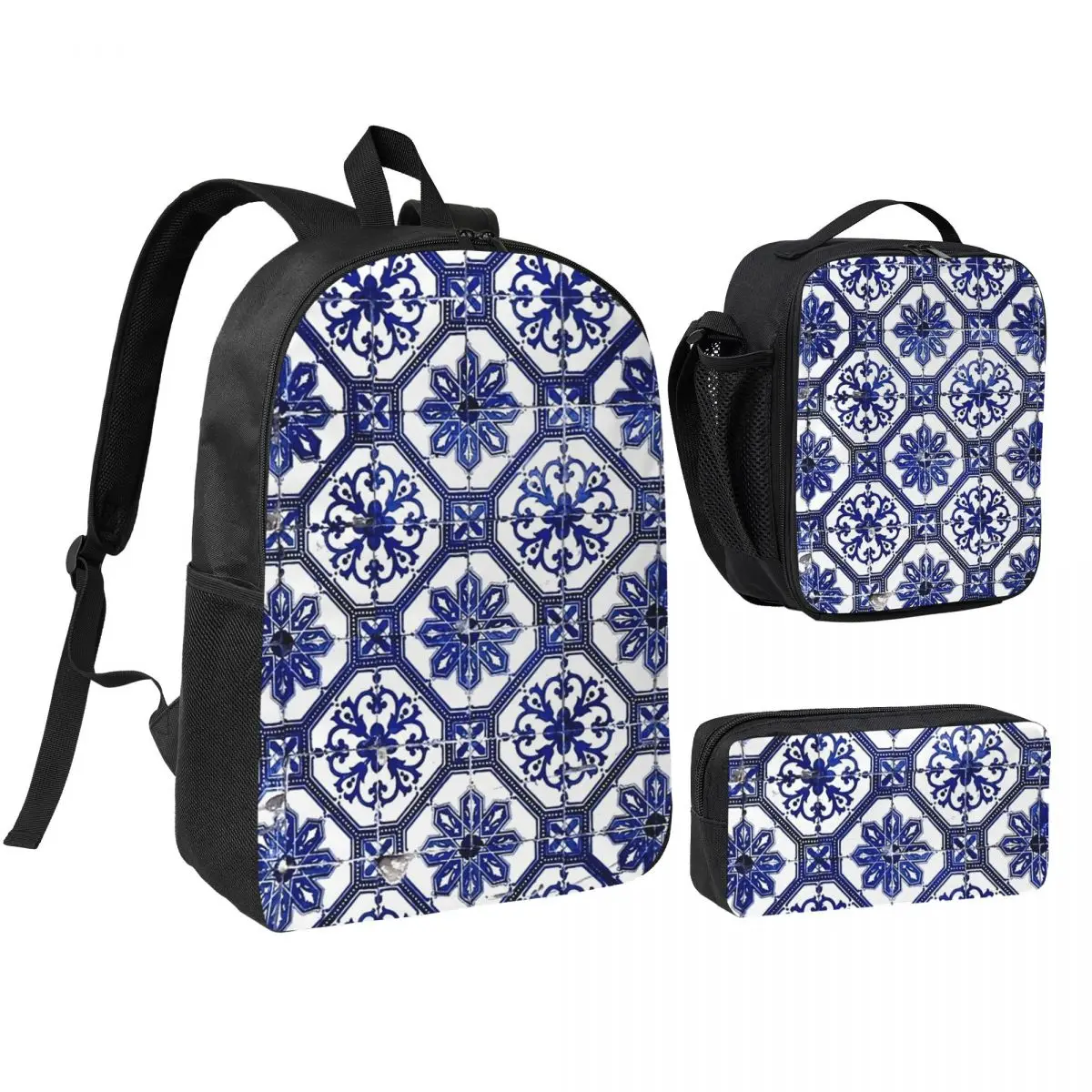 Blue And White Portuguese Tile Backpack Student BookBag School Bag Shoulder Bags 3ps Insulated Lunch Bag Pencil Case
Blue And White Portuguese Tile Backpack Student BookBag School Bag Shoulder Bags 3ps Insulated Lunch Bag Pencil Case
