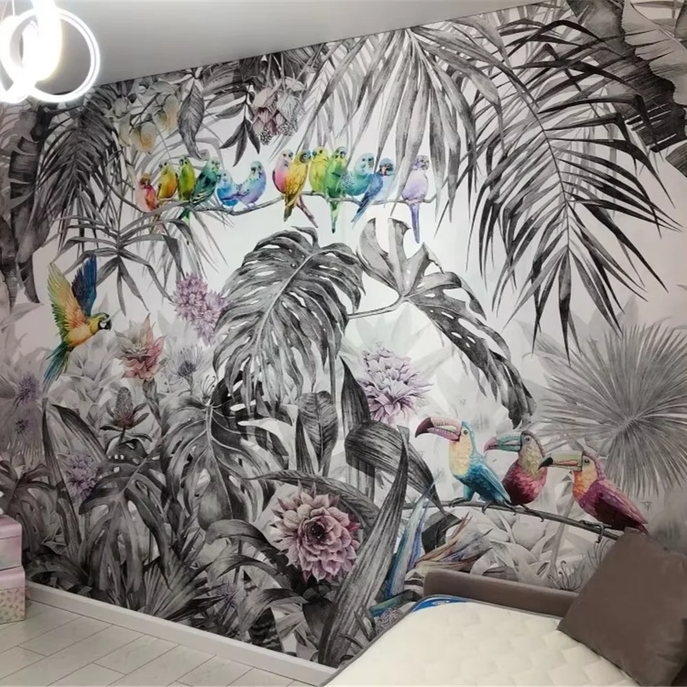 Custom rain forest parrot 3D Stickers tortoise palm tree leaf mural wallpapers for living room decoration salon mural wall paper
Custom rain forest parrot 3D Stickers tortoise palm tree leaf mural wallpapers for living room decoration salon mural wall paper