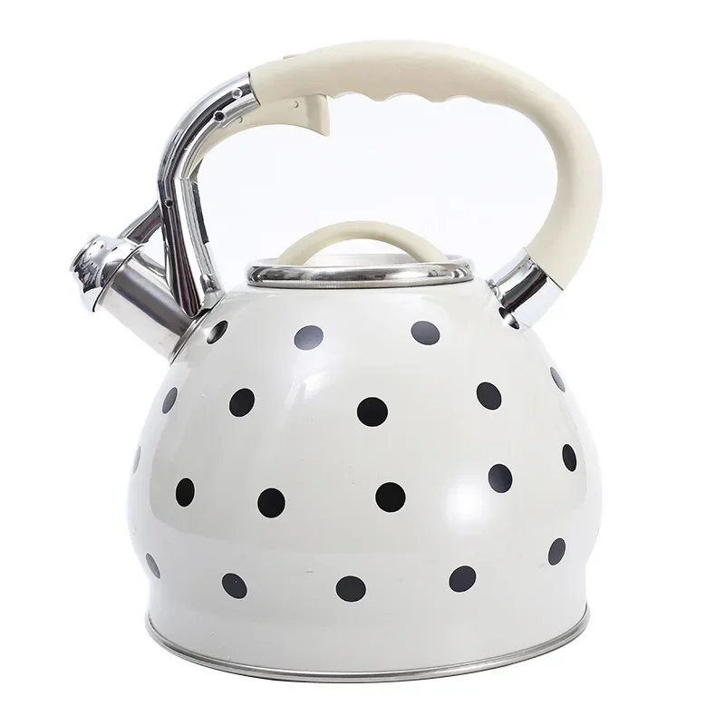 Boil Water Kettle Whistle Stainless Steel Hemispherical Beep White Handle Dots Pot Induction Cooker Gas Home Kitchen Supplies
Boil Water Kettle Whistle Stainless Steel Hemispherical Beep White Handle Dots Pot Induction Cooker Gas Home Kitchen Supplies