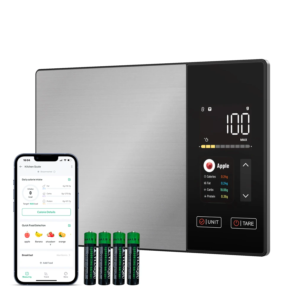 Stainless Steel for Bluetooth Smart Digital Kitchen Food Scale Nutrition Balance App Battery-Powered Weight Measuring Nutrition
Stainless Steel for Bluetooth Smart Digital Kitchen Food Scale Nutrition Balance App Battery-Powered Weight Measuring Nutrition