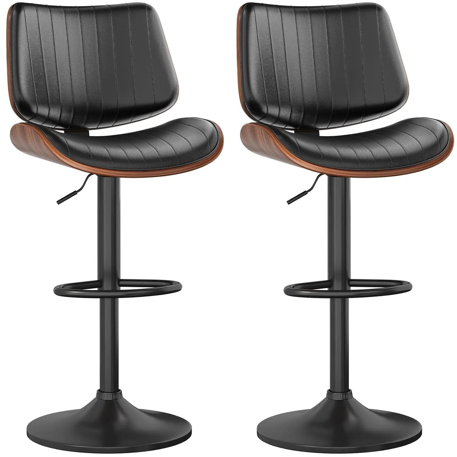 Black Swivel Bar Stools with Bentwood Back & Leather Seat for Kitchen Island Counter, Set of 2, Customized
Black Swivel Bar Stools with Bentwood Back & Leather Seat for Kitchen Island Counter, Set of 2, Customized