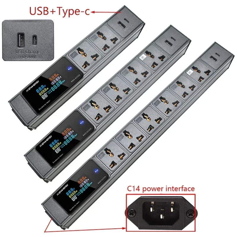 Universal Power Strip USB+Type-C 2/3/4/5/6/7/8/9/10Ways Socket Digital Ampermeter Voltmeter Ammeter Power Energy C14 interface
Universal Power Strip USB+Type-C 2/3/4/5/6/7/8/9/10Ways Socket Digital Ampermeter Voltmeter Ammeter Power Energy C14 interface