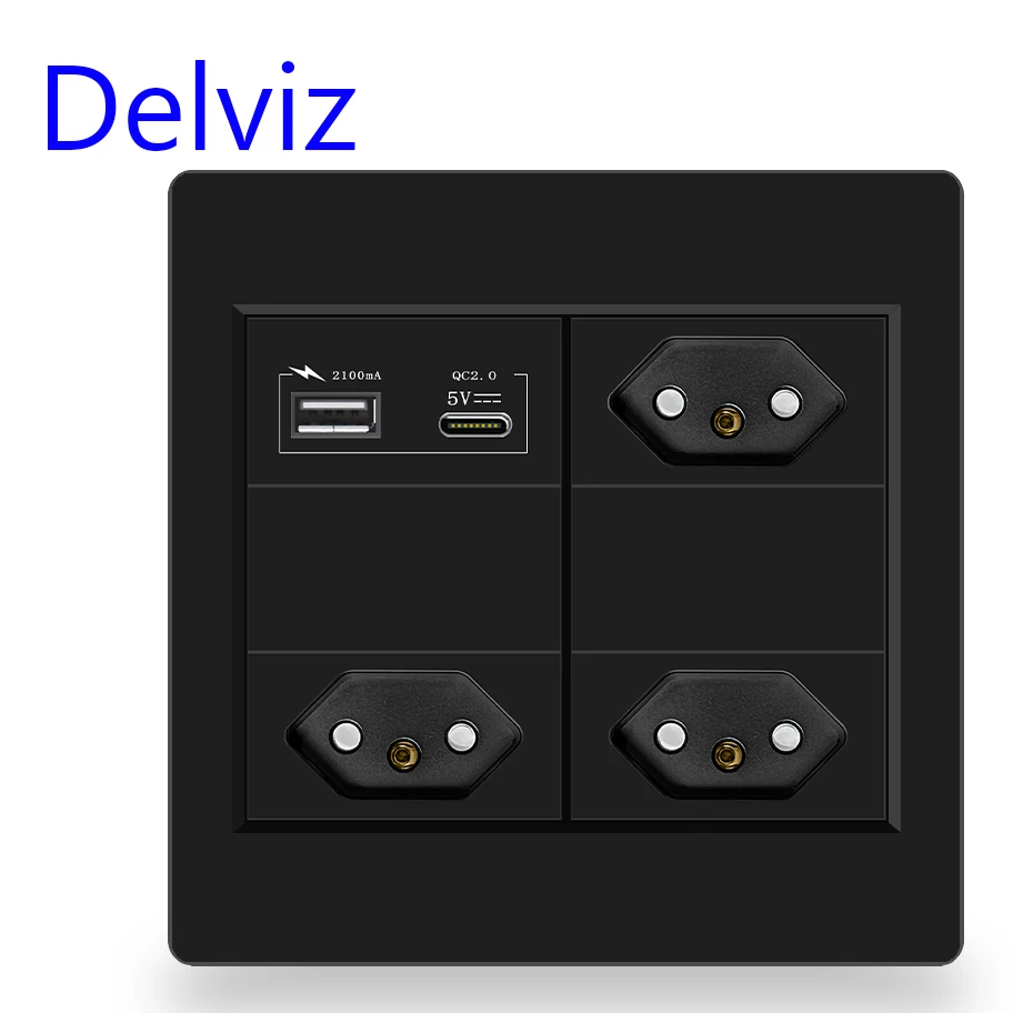 Delviz Brazil Standard Power Outlet, AC 110V~250V,120mm*120mm Plastic Panel, USBC Port, 10A/20A Electric plug Triple Wall Socket
Delviz Brazil Standard Power Outlet, AC 110V~250V,120mm*120mm Plastic Panel, USBC Port, 10A/20A Electric plug Triple Wall Socket