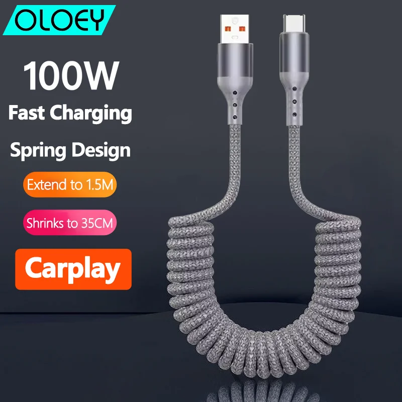 PD 100W USB Type C Car Spring Fast Charging Cable For Samsung Xiaomi Huawei 60W USB C Charger Data Cord For iPhone 15 USB C Wire
PD 100W USB Type C Car Spring Fast Charging Cable For Samsung Xiaomi Huawei 60W USB C Charger Data Cord For iPhone 15 USB C Wire