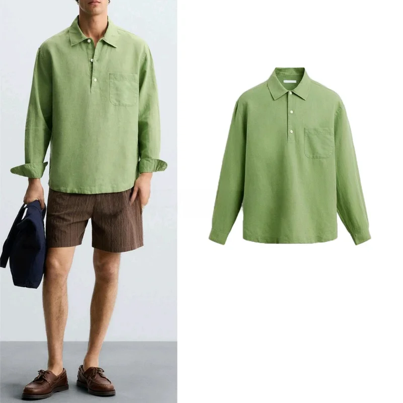 New Autumn Men's Loose Cotton And Linen Blend irt Casual Sle Long Sve Pure Color Polyester Fabric Resistant to De...
New Autumn Men's Loose Cotton And Linen Blend irt Casual Sle Long Sve Pure Color Polyester Fabric Resistant to De...