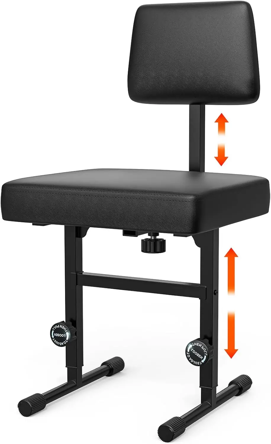 Keyboard Bench with Padded Cushion and Backrest, Height Adjustable 17.5-22in, Black Thick Padding Iron Legs
Keyboard Bench with Padded Cushion and Backrest, Height Adjustable 17.5-22in, Black Thick Padding Iron Legs