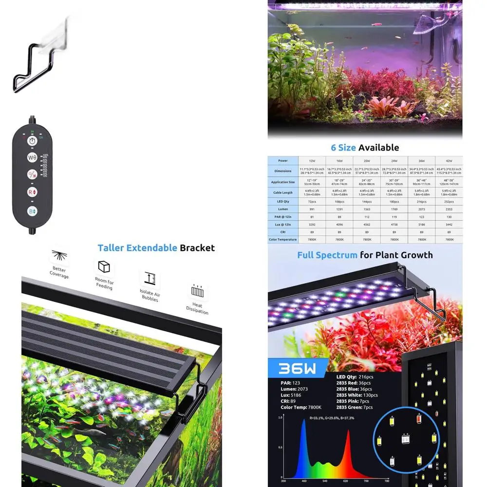 Full Spectrum LED Aquarium Light for 36-42in Freshwater Tanks, 6-12H Timer, 3-Channel Customizable, 10 Brightness & 11 Colors, A
Full Spectrum LED Aquarium Light for 36-42in Freshwater Tanks, 6-12H Timer, 3-Channel Customizable, 10 Brightness & 11 Colors, A