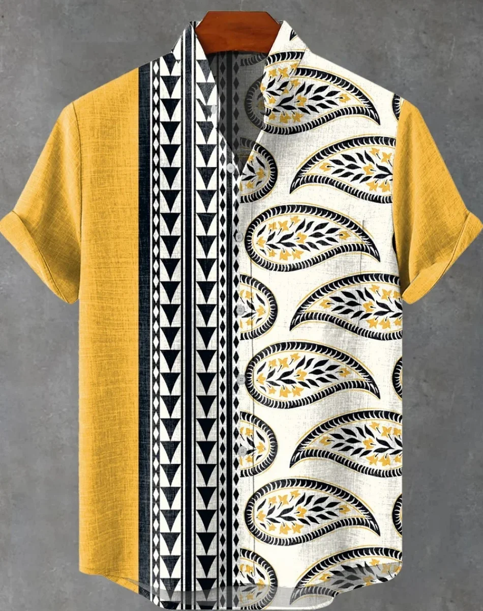 New men's linen shirt, retro multi-color artistic print, 3D-printed stand-up collar, casual and fashionable independent clothing
New men's linen shirt, retro multi-color artistic print, 3D-printed stand-up collar, casual and fashionable independent clothing