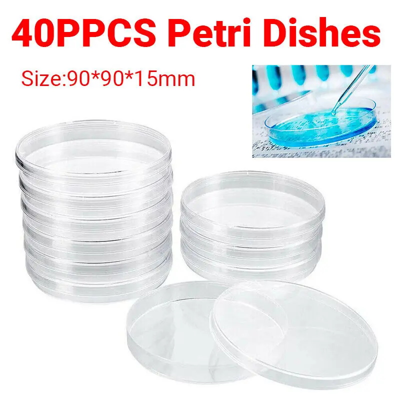 40Pcs/Pack 90mm Disposable Plastic Petri Dish With Lid Clear Sterile Cell Culture Dish For School Biological Experiment Supplies
40Pcs/Pack 90mm Disposable Plastic Petri Dish With Lid Clear Sterile Cell Culture Dish For School Biological Experiment Supplies