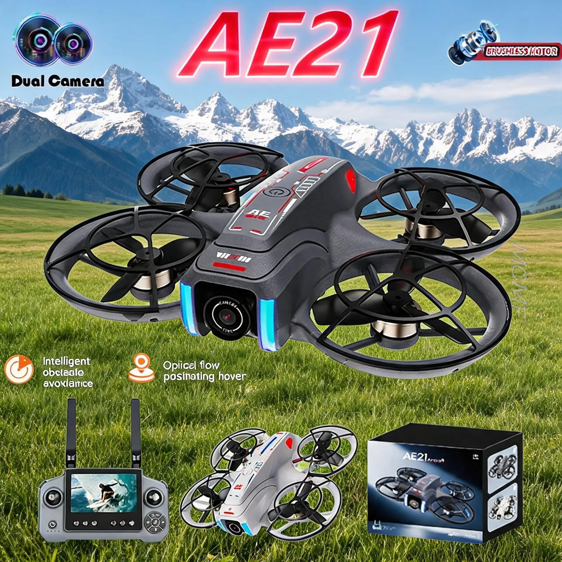 New Mini AE21 Drone HD Camera Full protection UAV 4.3inch LCD Rc Quadcopter Optical Flow Positioning Aerial Photography Airplane
New Mini AE21 Drone HD Camera Full protection UAV 4.3inch LCD Rc Quadcopter Optical Flow Positioning Aerial Photography Airplane