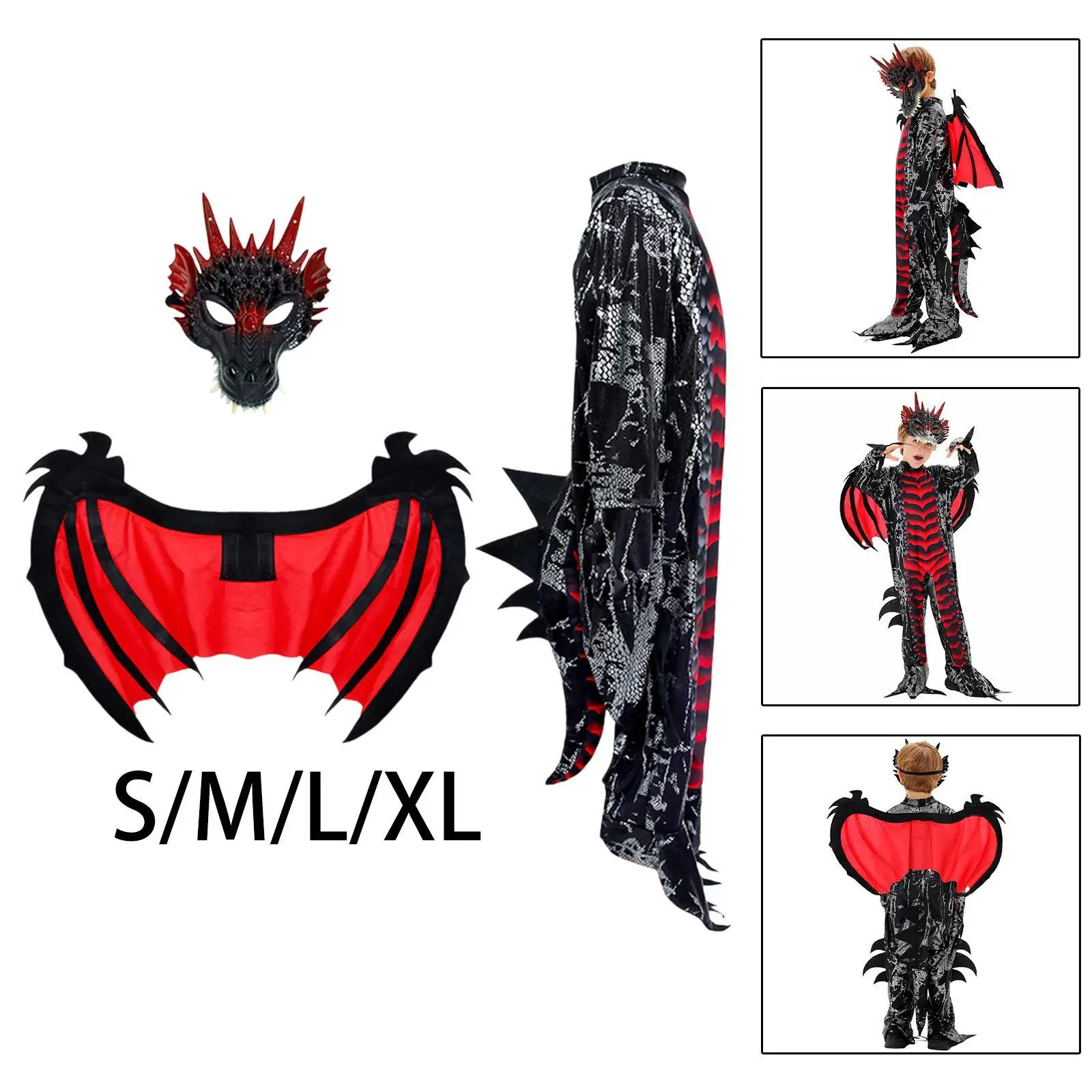 Dragon Wing Mask Jumpsuit Set Halloween Costume Funny Children Dragon Wing Costume for Festival Halloween Celebrations Holiday
Dragon Wing Mask Jumpsuit Set Halloween Costume Funny Children Dragon Wing Costume for Festival Halloween Celebrations Holiday