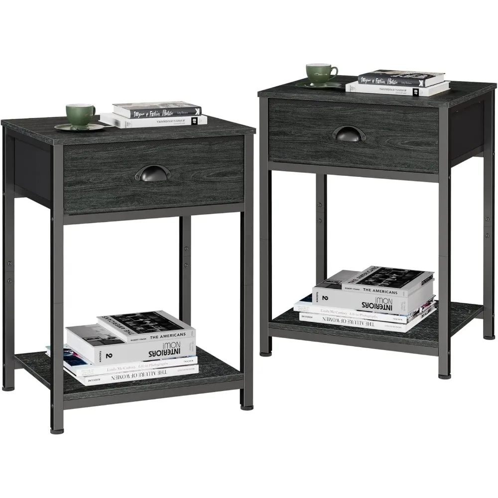 Nightstands Set of 2, Industrial End Table with Fabric Drawer&Storage Shelf, Small Bedside Table Organizer for Small Space
Nightstands Set of 2, Industrial End Table with Fabric Drawer&Storage Shelf, Small Bedside Table Organizer for Small Space
