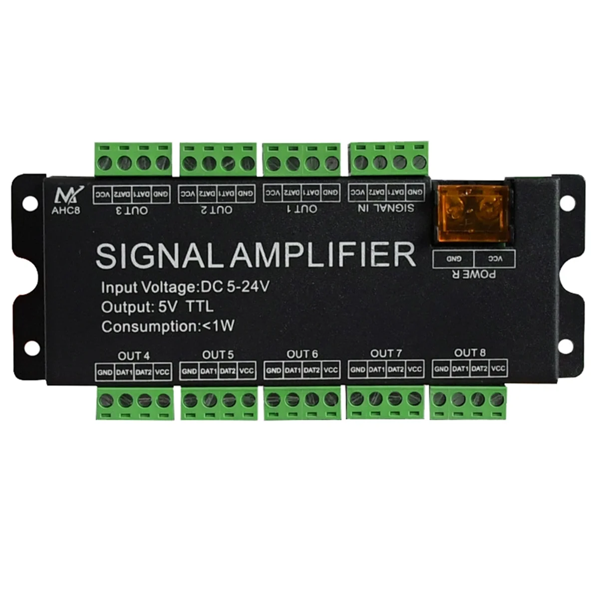 ABZV-8CH Усилитель сигнала светодиодной ленты, WS2812 5 В SPI TTL Выход сигнала для WS2811 WS2815 WS2813 SK6812 Пиксели Светодиодный светильник DC5-24V
ABZV-8CH Усилитель сигнала светодиодной ленты, WS2812 5 В SPI TTL Выход сигнала для WS2811 WS2815 WS2813 SK6812 Пиксели Светодиодный светильник DC5-24V