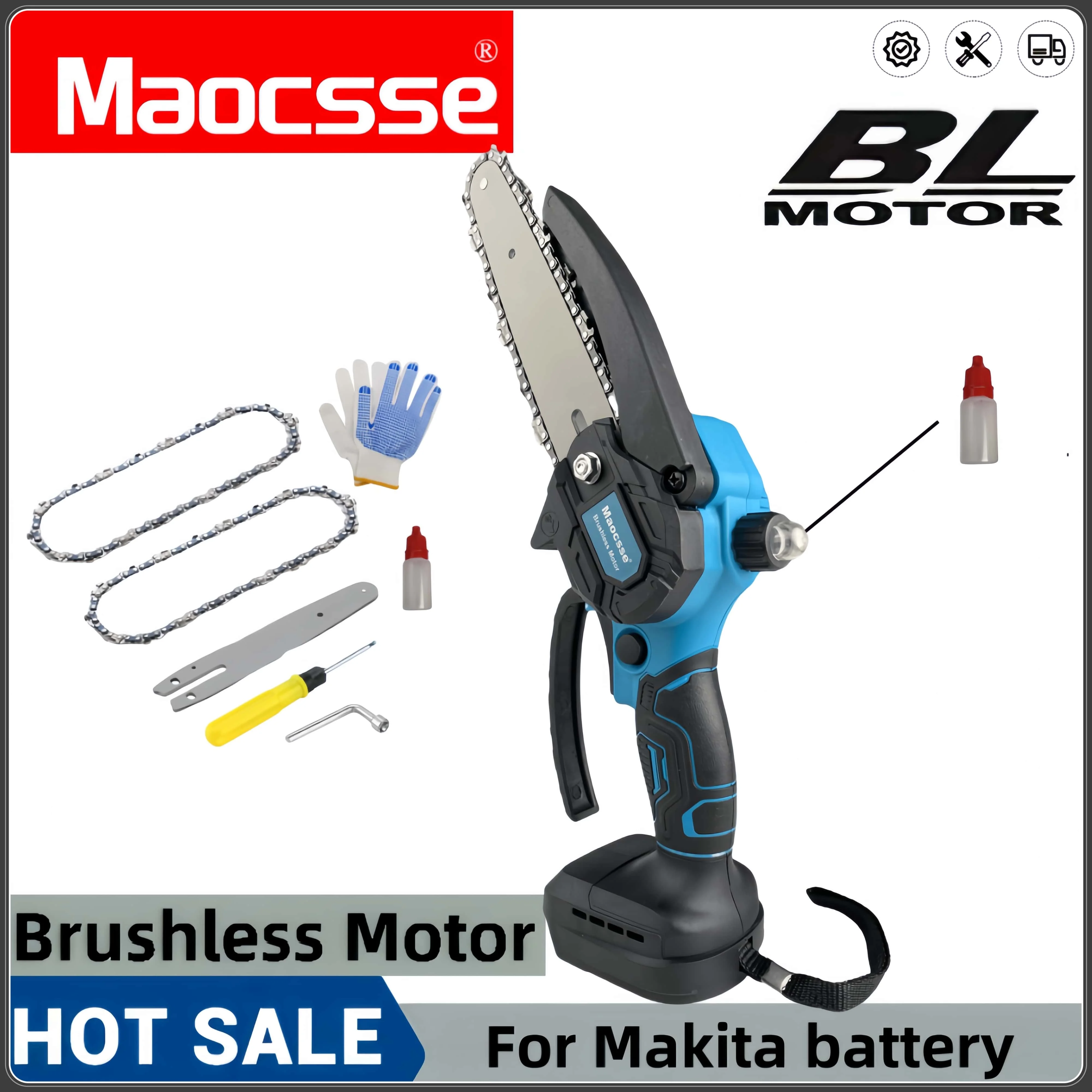 New 6 Inch Brushless Chain Saw Cordless Mini Handheld Pruning Saw Woodworking Electric Saw Cutting Tool for Makita 18V Battery 
New 6 Inch Brushless Chain Saw Cordless Mini Handheld Pruning Saw Woodworking Electric Saw Cutting Tool for Makita 18V Battery
