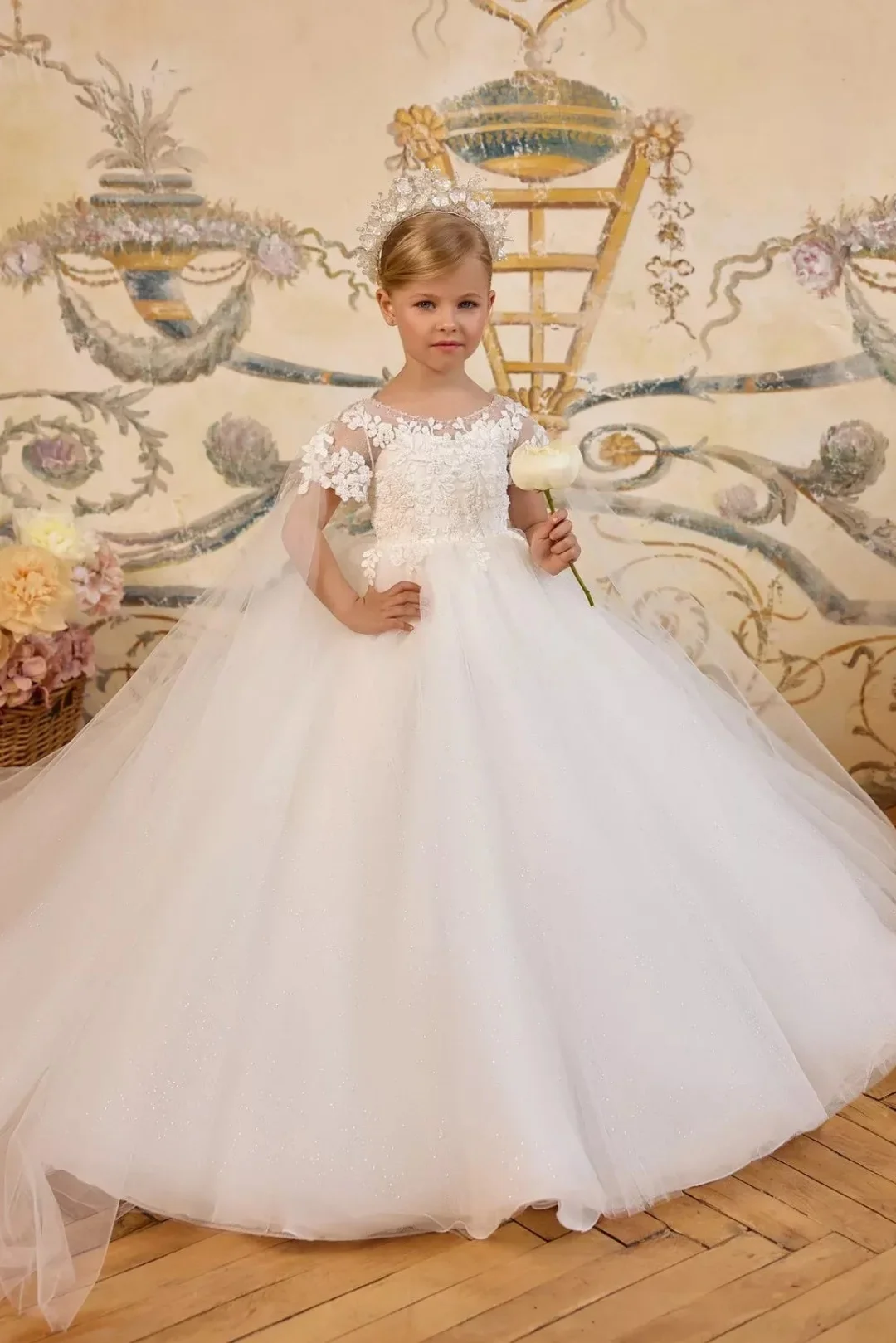 White Tulle Flower Girl Dresses For Wedding Long Sleeve Lace Princess Birthday Party Gowns Customized First Communion Dress
White Tulle Flower Girl Dresses For Wedding Long Sleeve Lace Princess Birthday Party Gowns Customized First Communion Dress