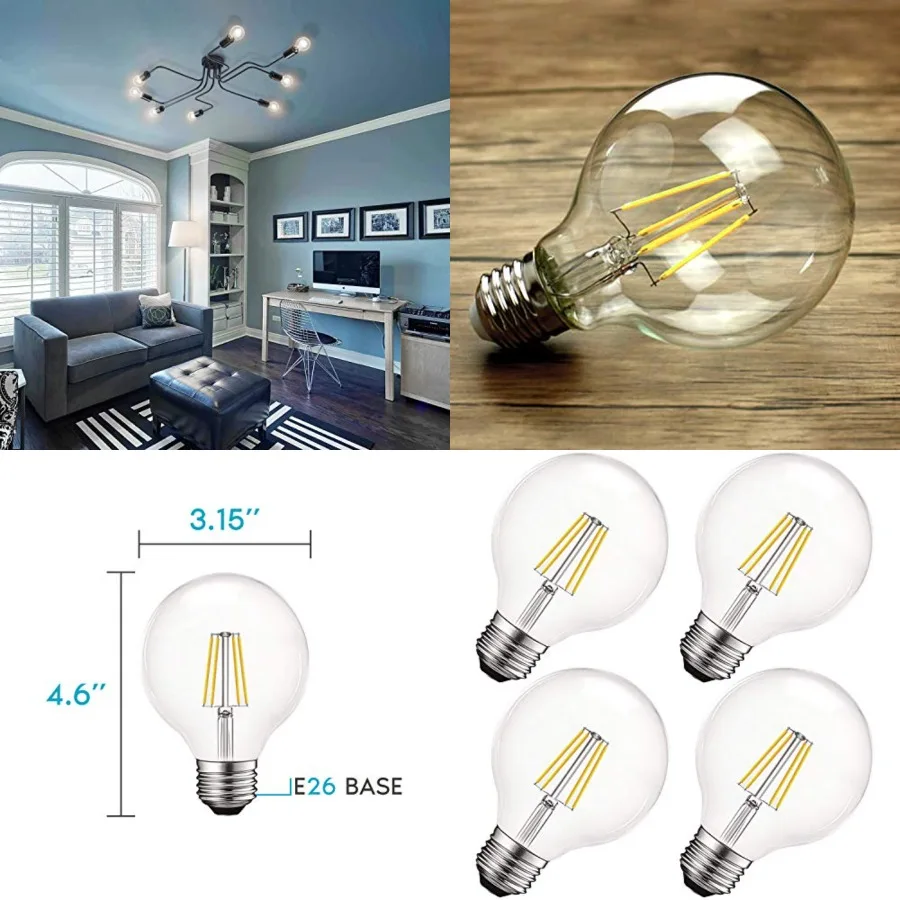 Vintage G25 LED Globe Light Bulbs 60W Equivalent, 550 Lumens, 5000K Bright White, Dimmable Round Edison Bulb 5W, Clear Glass, L
Vintage G25 LED Globe Light Bulbs 60W Equivalent, 550 Lumens, 5000K Bright White, Dimmable Round Edison Bulb 5W, Clear Glass, L
