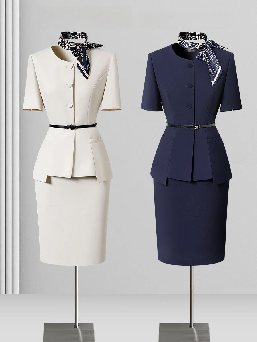 Short Sleeve Suit Set Women's Summer Thin Professional Clothing Elegant Ceremony Reception Front Desk Workwear Uniform
Short Sleeve Suit Set Women's Summer Thin Professional Clothing Elegant Ceremony Reception Front Desk Workwear Uniform