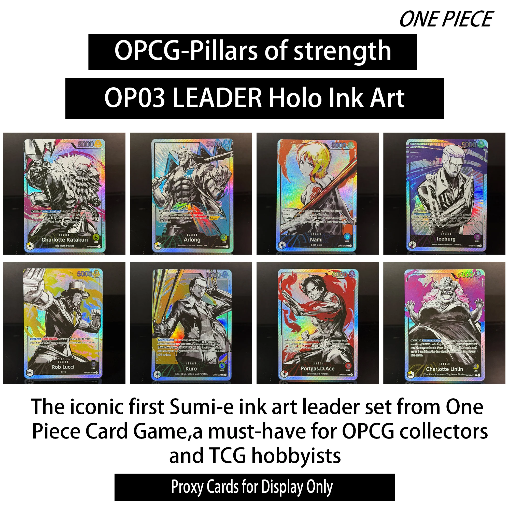 OOPCG TCG OP03-021/022/040/058/076/077/099 Sumi-e Ink Art AA Holo Full Leader Complete Proxy Set Anime Collection One Piece Card
OOPCG TCG OP03-021/022/040/058/076/077/099 Sumi-e Ink Art AA Holo Full Leader Complete Proxy Set Anime Collection One Piece Card