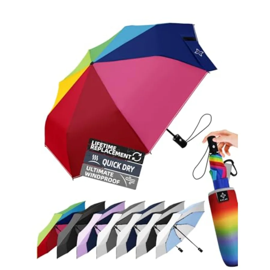 Windproof Travel Umbrella for Rain - 43" Auto Open Close 8-Rib Compact, Stylish Two-Tone Color Block Design, Easy-Close Folding
Windproof Travel Umbrella for Rain - 43" Auto Open Close 8-Rib Compact, Stylish Two-Tone Color Block Design, Easy-Close Folding
