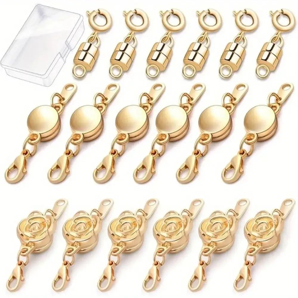 18pcs of Magnetic Necklace Clasps And Closures in 3 Styles | Rose-Shaped Round Cylindrical Jewelry Magnetic Clasp Connector,
18pcs of Magnetic Necklace Clasps And Closures in 3 Styles | Rose-Shaped Round Cylindrical Jewelry Magnetic Clasp Connector,