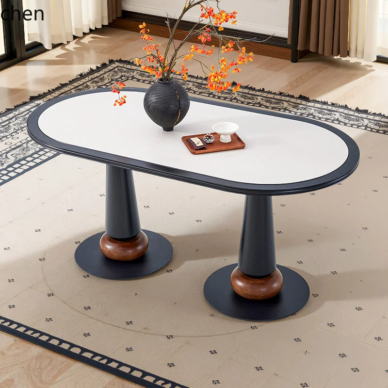 CP retro all-solid wood medium and ancient rock slab dining table household simple small apartment oval table
CP retro all-solid wood medium and ancient rock slab dining table household simple small apartment oval table