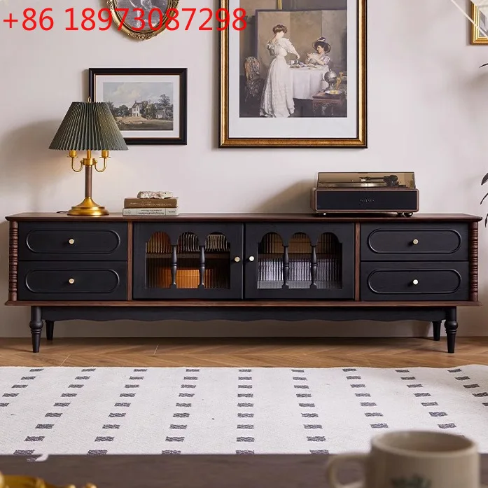 French retro red oak TV cabinet storage locker integrated household medieval style
French retro red oak TV cabinet storage locker integrated household medieval style