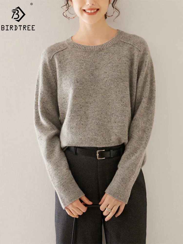 BirdTree, 7G Cashmere Wool Thick Sweaters, Women Curled Collar Dots Yarn, Fashion Loose Pullover, Autumn Winter New Top T48365QM
BirdTree, 7G Cashmere Wool Thick Sweaters, Women Curled Collar Dots Yarn, Fashion Loose Pullover, Autumn Winter New Top T48365QM