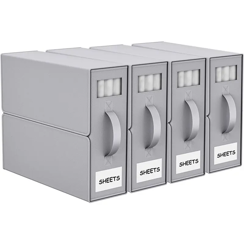 For Bed Sheets, Duvet Covers,And Pillowcase Storage- 4 Pack Foldable Fabric Bins In Grey
For Bed Sheets, Duvet Covers,And Pillowcase Storage- 4 Pack Foldable Fabric Bins In Grey