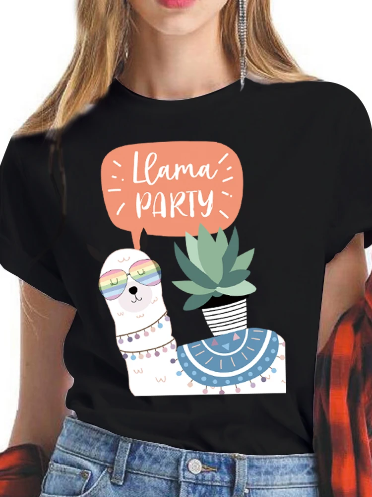 Women Casual T shirt Girl Cute Alpaca Print Fashion Black Tops Female T-shirt Mujer Camisetas Cartoon Ladies Graphic TShirt 2022
Women Casual T shirt Girl Cute Alpaca Print Fashion Black Tops Female T-shirt Mujer Camisetas Cartoon Ladies Graphic TShirt 2022